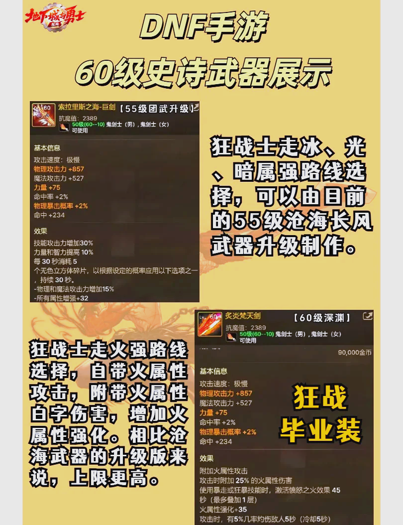 DNF手游50级史诗武器推荐-DNF手游50级史诗武器获取方式与属性分析